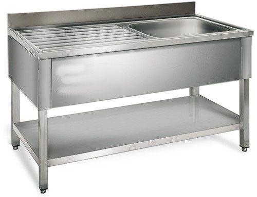 Spültisch Edelstahl 1 Becken, 100x70x86 cm, Neu | Christoph Kunad