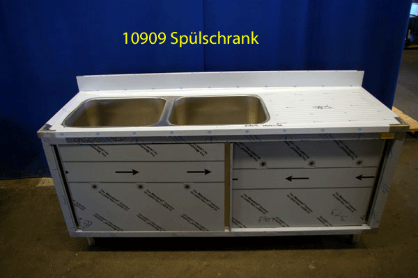 Spülschrank Edelstahl, 2 Becken, 180x60x85 cm, Ausstellungsstück