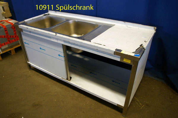 Spülschrank Edelstahl, 2 Becken, 180x70x85 cm, Ausstellungsstück