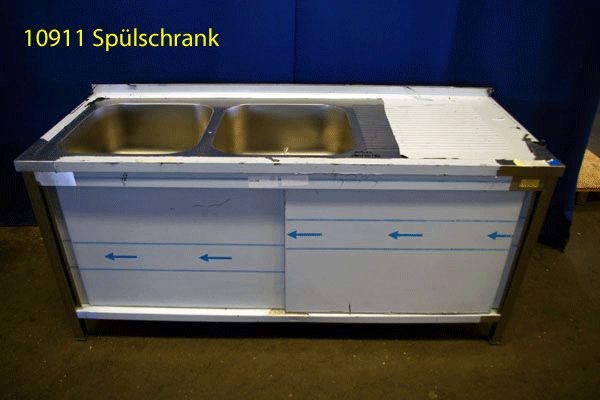 Spülschrank Edelstahl, 2 Becken, 180x70x85 cm, Ausstellungsstück