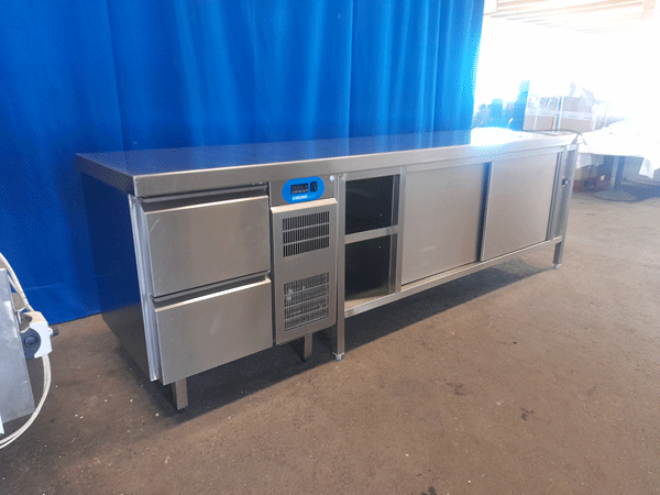 Kühltisch/ Wärmeschrank Kombi Chromo Norm, Aufstellmaß 280x70x90 cm