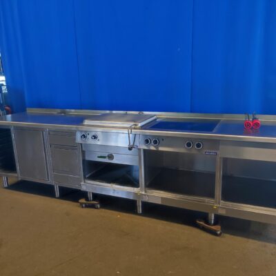 Kochzeile Ascoblock mit Bratkessel und Ceranherd, 2 x 400 V, 330x70x86 cm