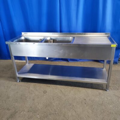 Spültisch Edelstahl 2 Becken links 180x60x86 cm