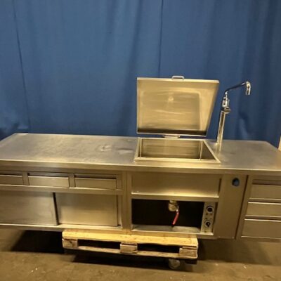 Kochzeile Edelstahl mit Multibräter / Tiefbräter Berner 269x70x70 cm