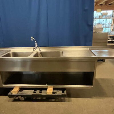 Spülschrank Spülzentrum Edelstahl 305x70x70 cm 2 Becken