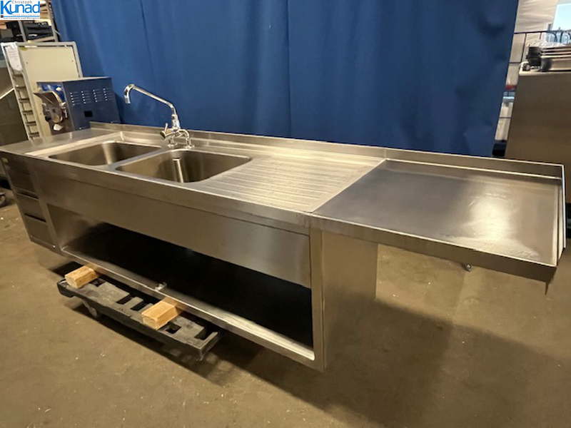 Spülschrank Spülzentrum Edelstahl 305x70x70 cm 2 Becken – Bild 4