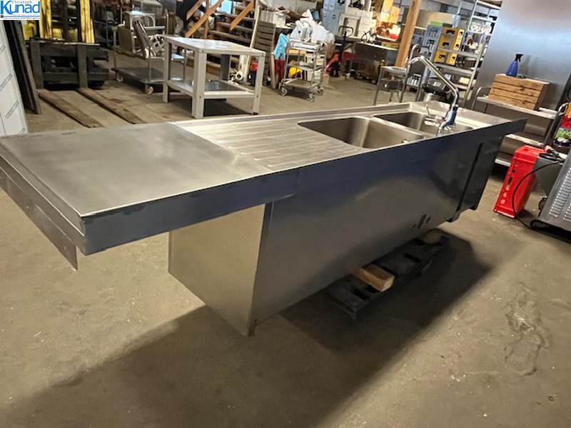 Spülschrank Spülzentrum Edelstahl 305x70x70 cm 2 Becken – Bild 2