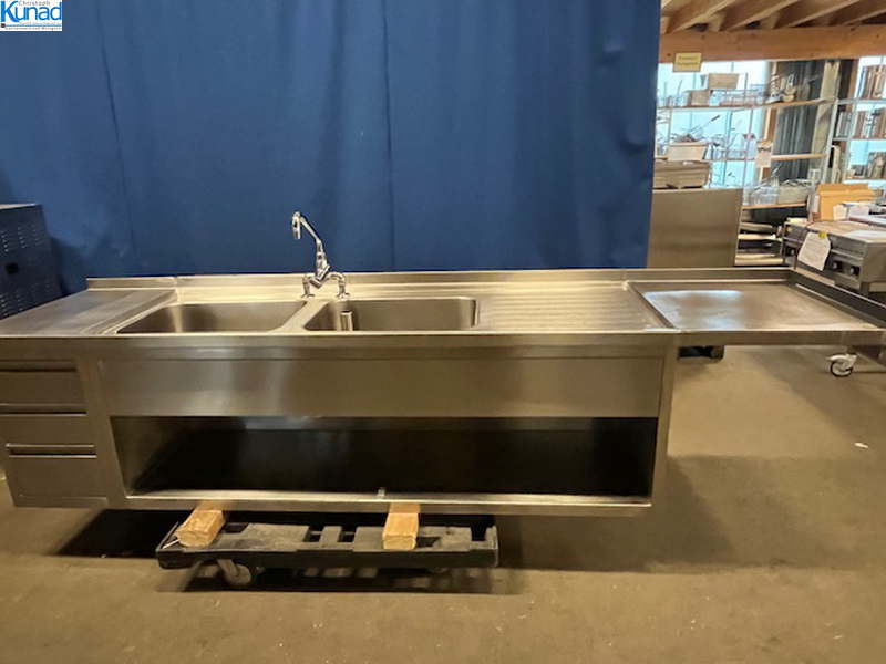 Spülschrank Spülzentrum Edelstahl 305x70x70 cm 2 Becken