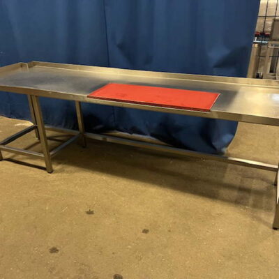 Arbeitstisch Edelstahl 263x70x86 cm mit Schneidbrett
