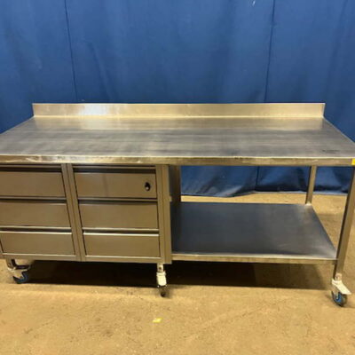 Arbeitstisch Edelstahl 200x80x90 cm fahrbar