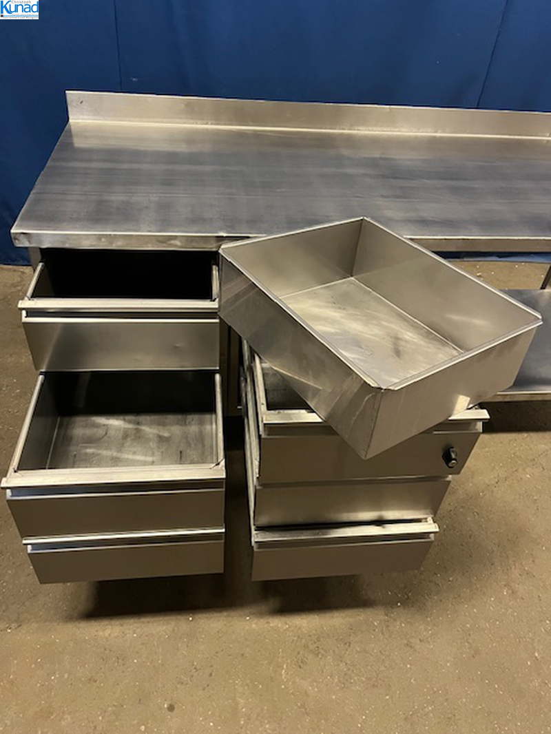 Arbeitstisch Edelstahl 200x80x90 cm fahrbar – Bild 2