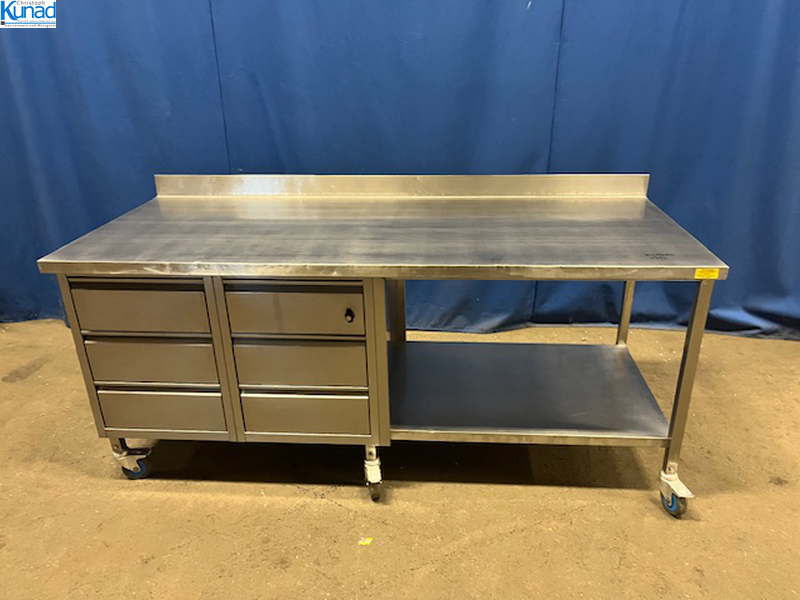 Arbeitstisch Edelstahl 200x80x90 cm fahrbar