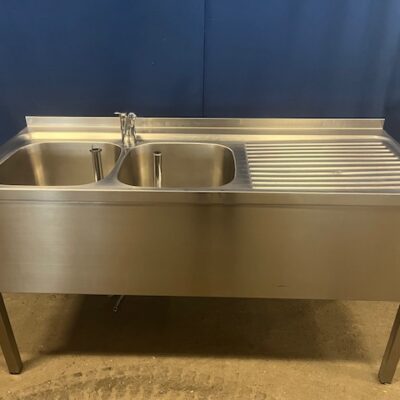 Spültisch Edelstahl 150x60x86 cm 2 Becken