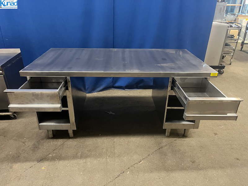 Arbeitstisch Edelstahl 177x90x86 cm mit Schubladen – Bild 4