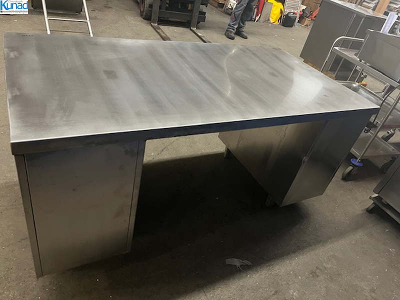 Arbeitstisch Edelstahl 177x90x86 cm mit Schubladen – Bild 2