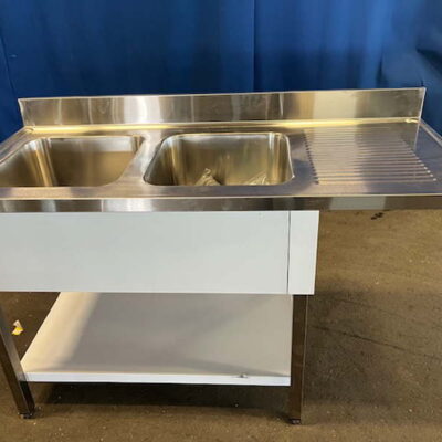 Spülzentrum Spültisch Edelstahl  140x60x86 cm, 2 Becken NEU Sonderposten