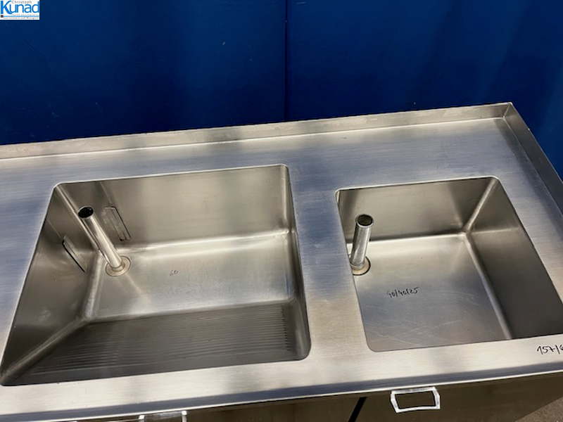 Spülschrank Edelstahl 157x68x80 cm 2 Becken – Bild 7