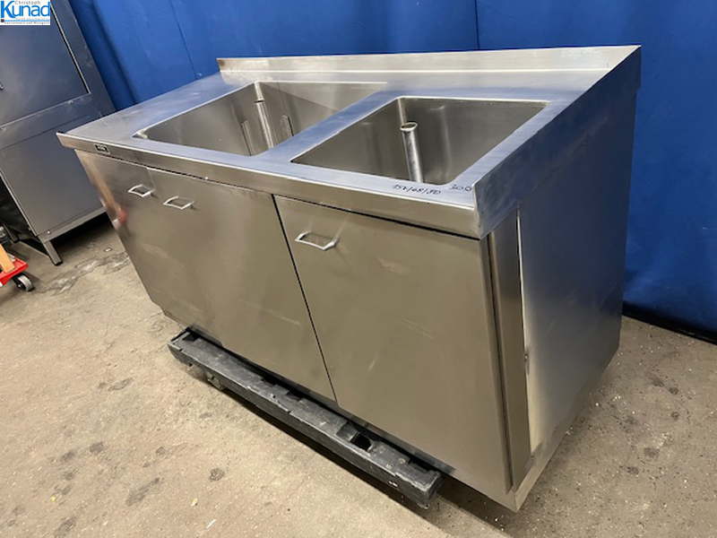 Spülschrank Edelstahl 157x68x80 cm 2 Becken – Bild 5