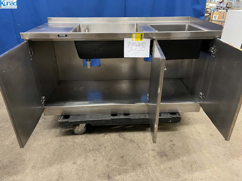 Spülschrank Edelstahl 157x68x80 cm 2 Becken – Bild 2