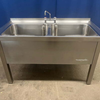 Spültisch Edelstahl 140x70x86 cm 2 Becken extra groß