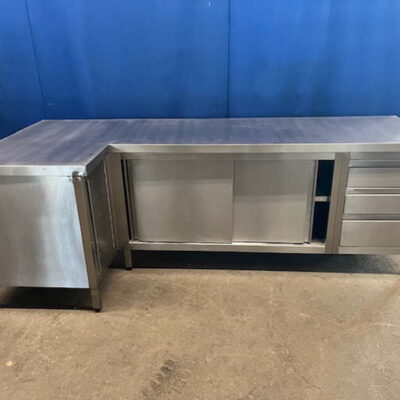 Arbeitsschrank Edelstahl 250x70x86 cm Eckschrank