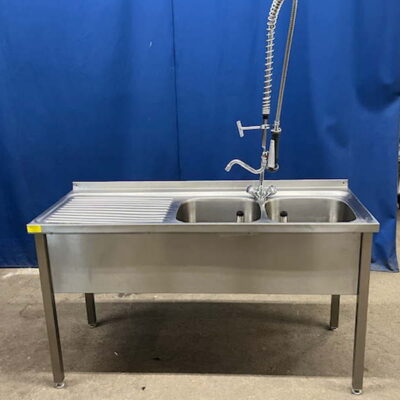 Spültisch Edelstahl 150x60x86 cm 2 Becken