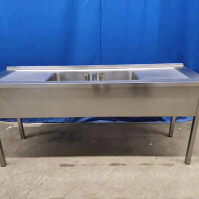 Spültisch Edelstahl 200x60x90 cm 2 Becken