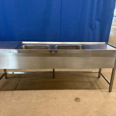 Spültisch Edelstahl 230x63x86 cm 2 Becken