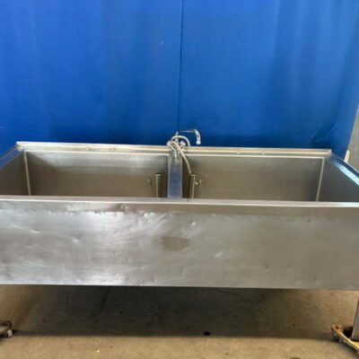 Spültisch Edelstahl 225x100x86 cm mit 2 extra großen Spülbecken für je 320 Liter