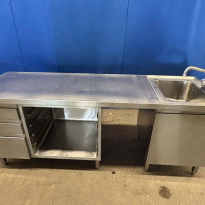 Spülschrank Edelstahl 201x70x90 cm 1 Becken