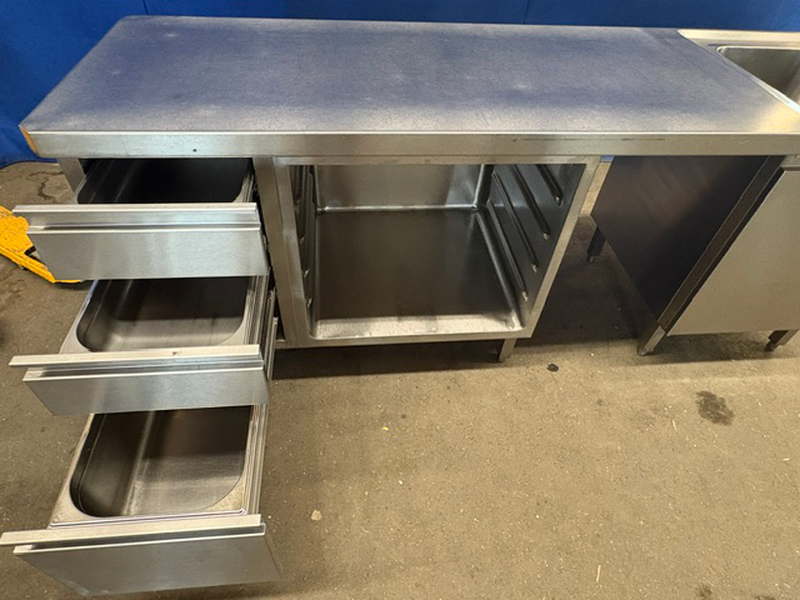Spülschrank Edelstahl 201x70x90 cm 1 Becken – Bild 4