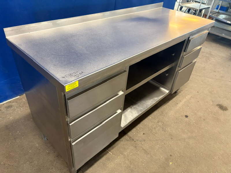 Arbeitschrank Edelstahl 165x60x90 cm mit Schubladen – Bild 4