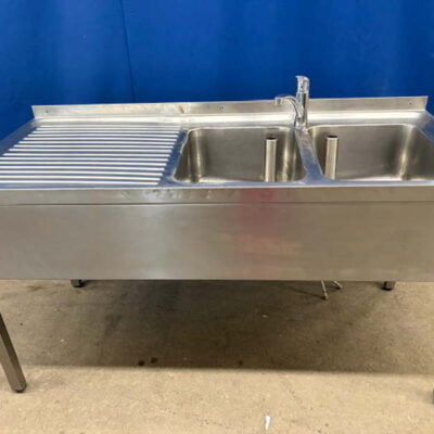 Spültisch Edelstahl 160x70x86 cm 2 Becken