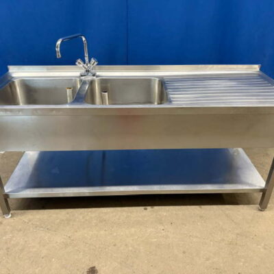 Spültisch Edelstahl 190x70x86 cm 2 Becken