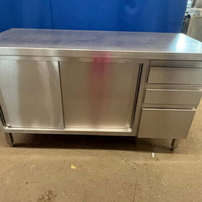 Arbeitsschrank Pass Edelstahl 158x70x90 cm mit Schubladen Durchreiche