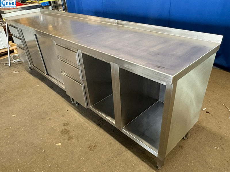 Arbeitsschrank Edelstahl 287x60x90 cm mit Schubladen – Bild 7