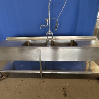 Spültisch Edelstahl 260x70x90 cm 2 Becken