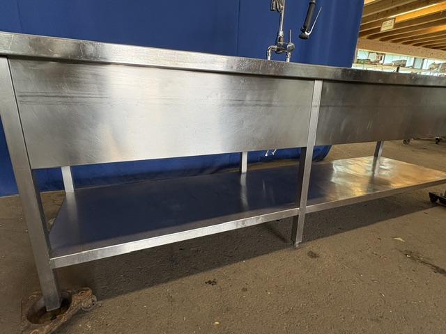 Spültisch Edelstahl 260x70x90 cm 2 Becken – Bild 6
