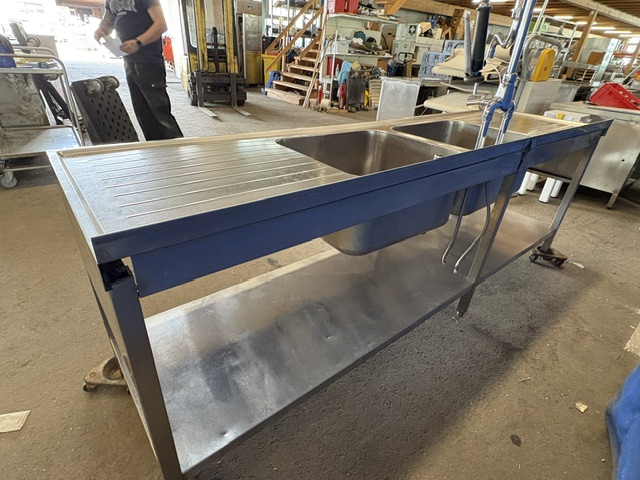 Spültisch Edelstahl 260x70x90 cm 2 Becken – Bild 7