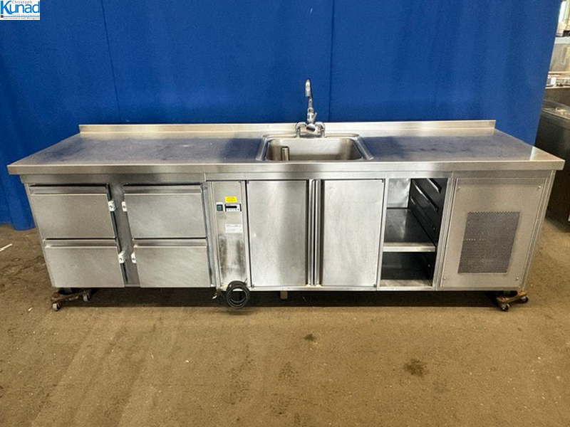 Kühltisch RIEBER 15659 275x80x86 cm mit Spülbecken Arbeitsschrank mit Schubladen