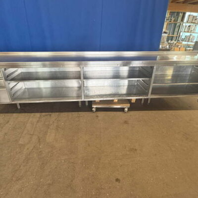 Arbeitsschrank Edelstahl 410x72x90 cm offen mit Schubladen Theke