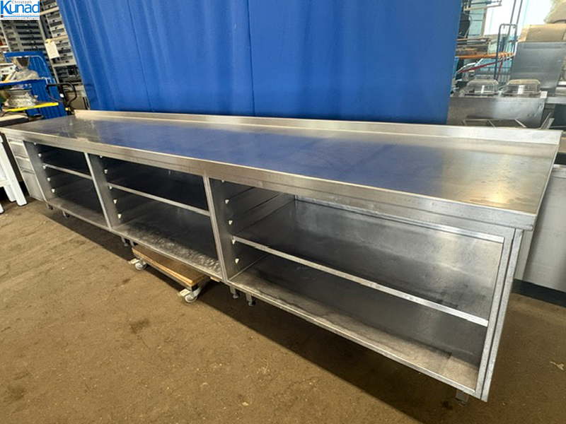 Arbeitsschrank Edelstahl 410x72x90 cm offen mit Schubladen Theke – Bild 5
