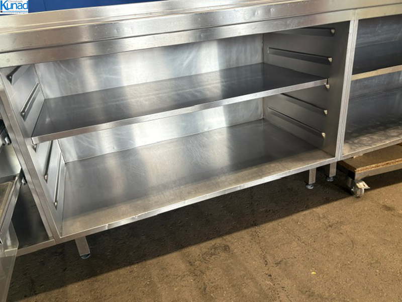 Arbeitsschrank Edelstahl 410x72x90 cm offen mit Schubladen Theke – Bild 3