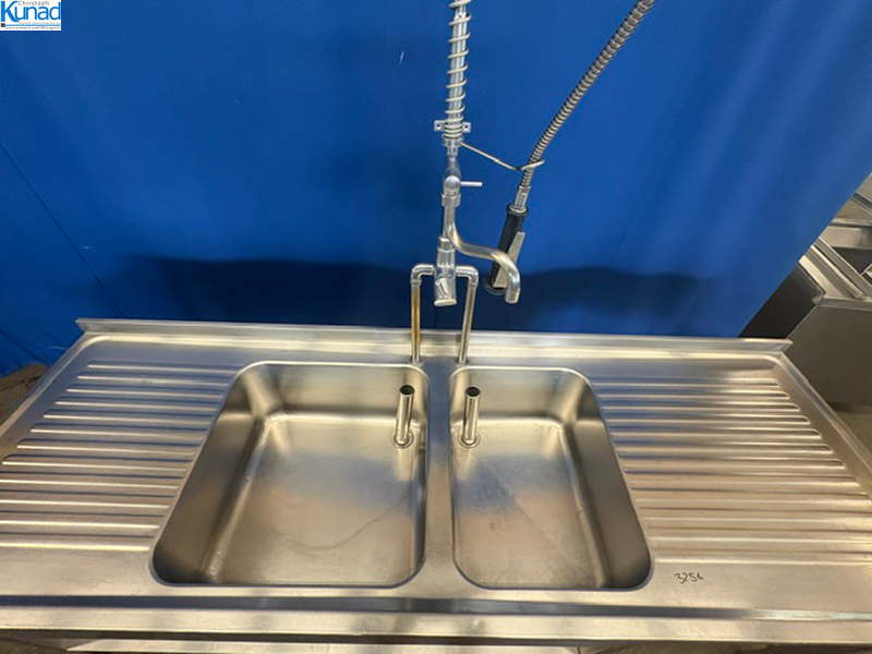 Spültisch Edelstahl 240x80x86 cm 2 Becken Spülzentrum – Bild 3