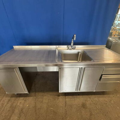 Spülschrank Edelstahl 219x72x90 cm 1 Becken Spülzentrum mit Schubladen