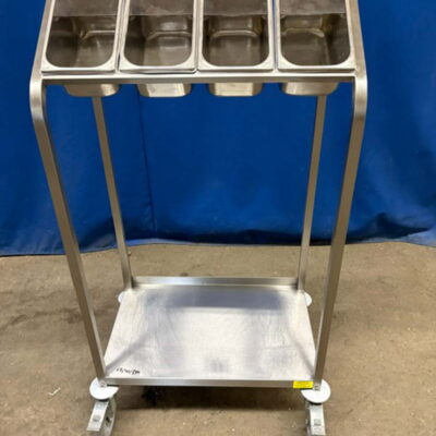 Besteck- Tablettstation Edelstahl fahrbar incl. Behälter Besteck- und Tablettwagen