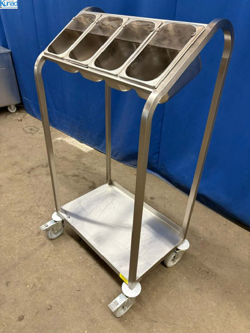 Besteck- Tablettstation Edelstahl fahrbar incl. Behälter Besteck- und Tablettwagen – Bild 2