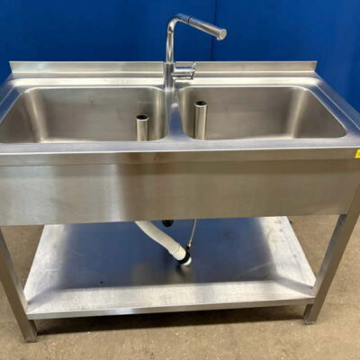 Spültisch Edelstahl 120x60x90 cm 2 Becken