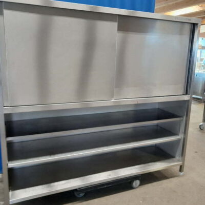 Hochschrank Edelstahl 220x60x200 cm Geschirrschrank Raumteiler Schiebetürenschrank