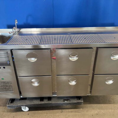 Schanktheke HAGOLA Edelstahl 210x65x96 cm Tresen